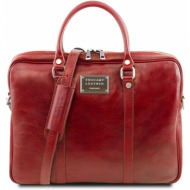 γυναικεία τσάντα laptop 15.6` δερμάτινη prato κόκκινο tuscany leather